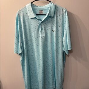 Callaway Men's Aqua Blue Micro-Print Polo